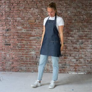 Denim spijkerstof horeca halterschort Jannink