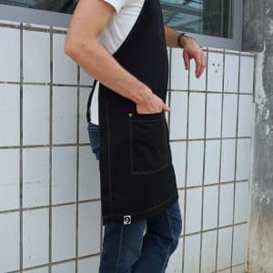 Zwart horeca schort met gekruiste banden